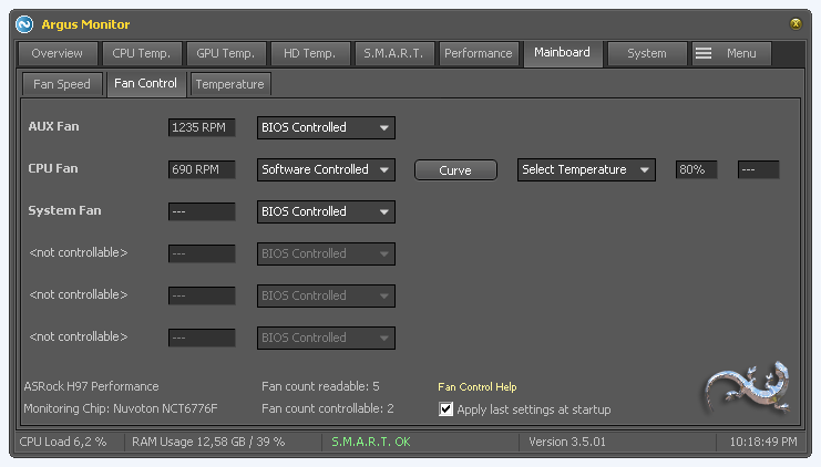 Fan Control Main GUI. How to control fans based on e.g. GPU temperature