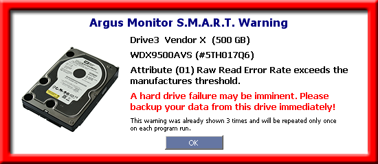 S.M.A.R.T. warning before the hard drive fails to prevent data loss